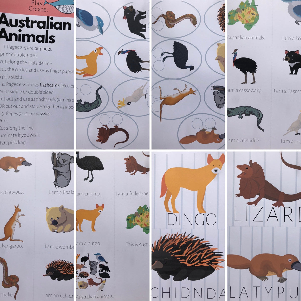 Australian Animals PDF printable pack – makeplaycreate